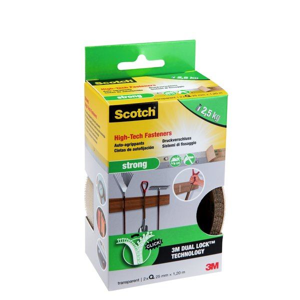 3M Borrelås Strong Klar Rull 25 mm x 1,2 m