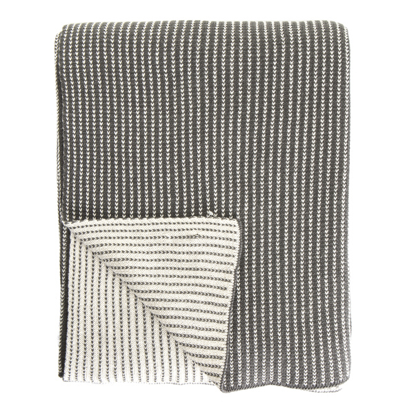 Festival Pledd Bomull Stripete Grå/Offwhite