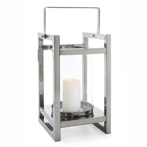 Festival Lykt Sølv m/Glasskolbe - 35 cm