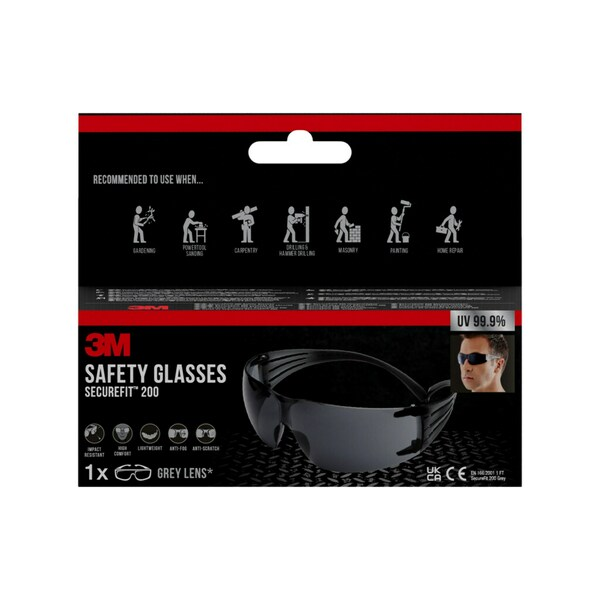 3M Vernebrille Securefit Mørk - 200GC2
