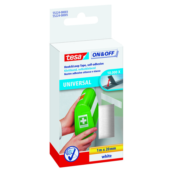 Tesa Borrelåstape Lette Gjenstander Hvit 20 mm x 1 m