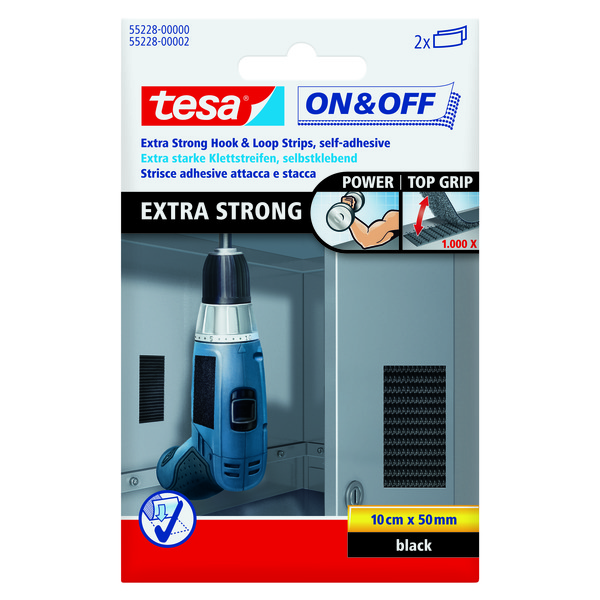 Tesa Borrelåstape Extra Strong Sort