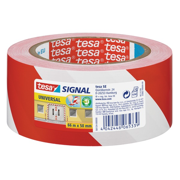 Tesa Varseltape Rød/Hvit