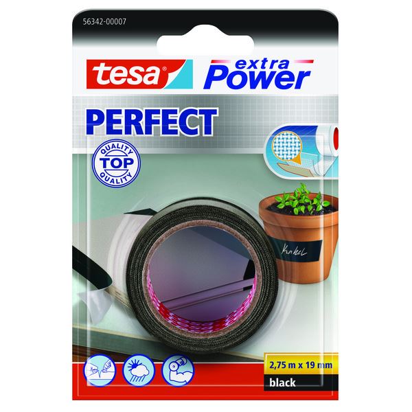 Tesa Lerretstape Ekstra Power Sort 19 mm x 2,75 m
