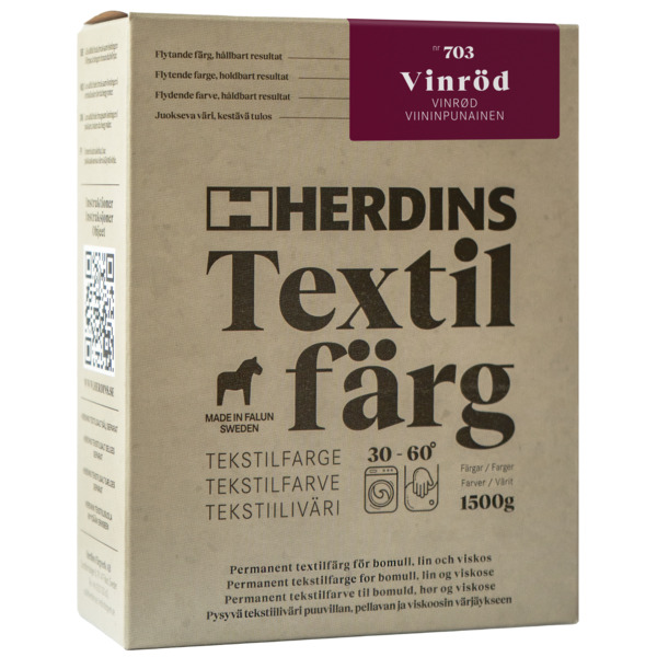 Herdins Textile Colour Natural Fibre Tekstilfarge 285gr 703 Vinrød