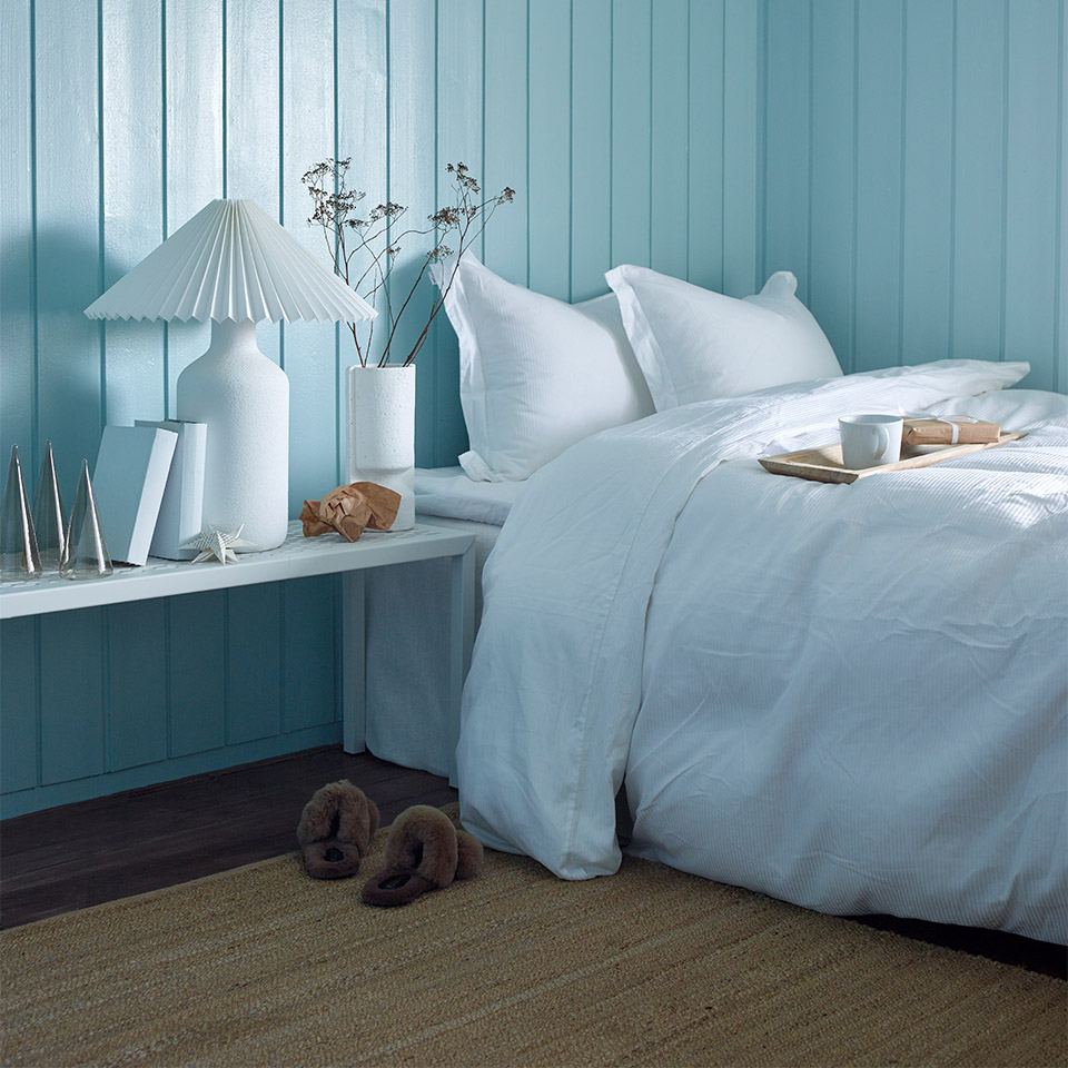 Lyse blå farge soverom