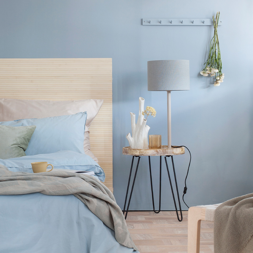 Støvete blå soverom farge